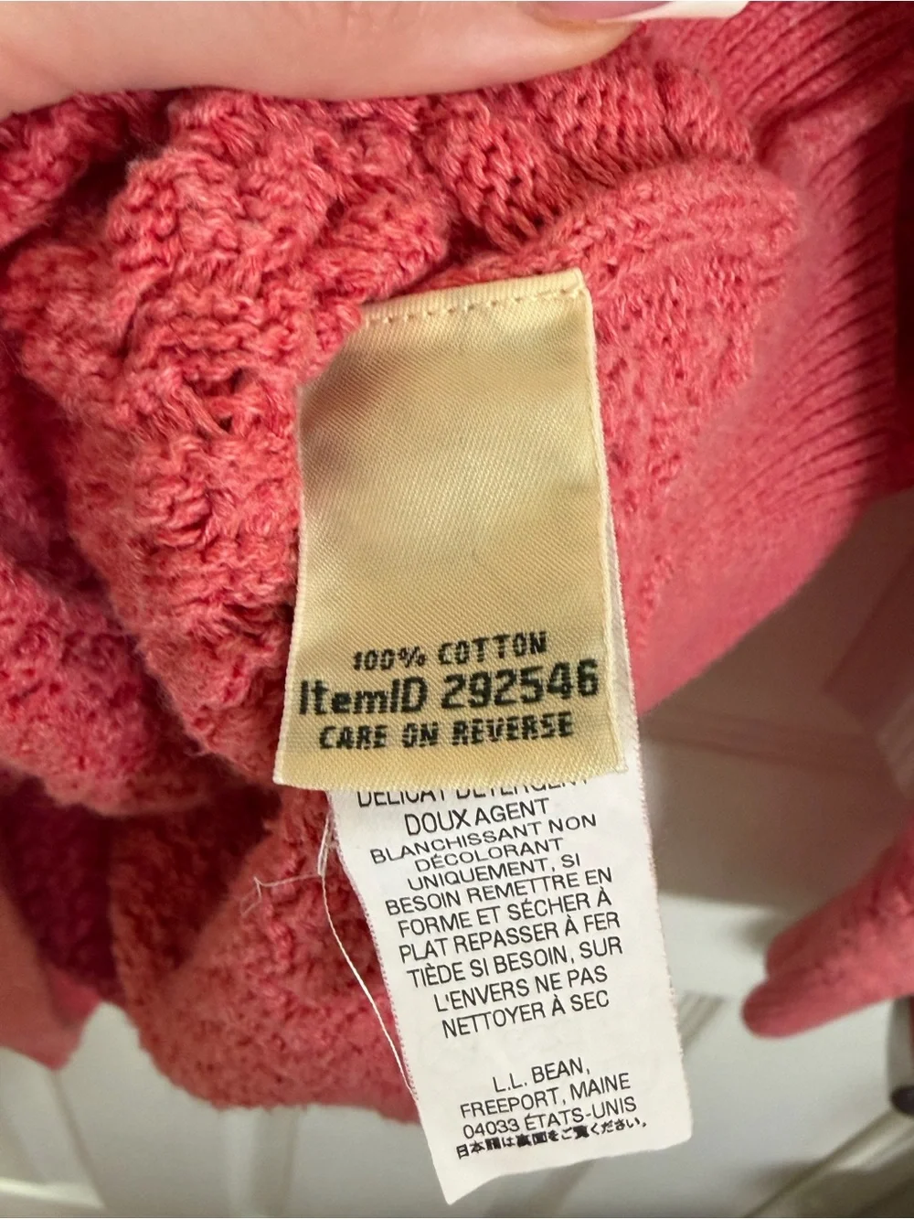 L.L. Bean Women's Rose Textured Crewneck Sweater 100% Cotton